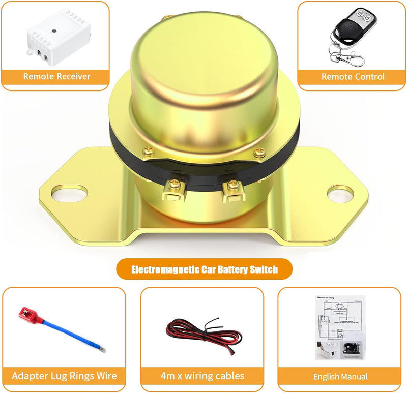 Cocar Auto Kfz 12V Elektromagnetisch Fernsteuerung Batterieschalter mit Positivem Verbindungskabel B