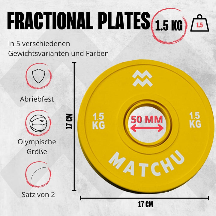 Matchu Sports | Fractional Plates | Mini Hantelscheiben | 0,25/0,5/1/1,5/2,5 KG | Satz mit 2 Stück |
