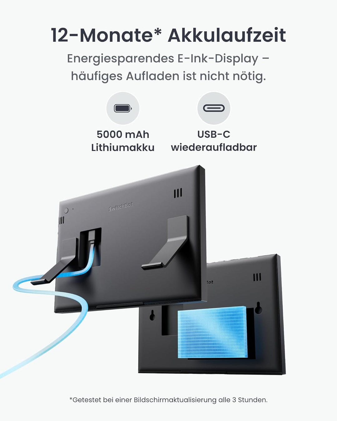 SwitchBot Smartes E-Ink-Home-Dashboard, 7,5" kabelloser Monitor für Innen-/Aussentemperatur und Luft