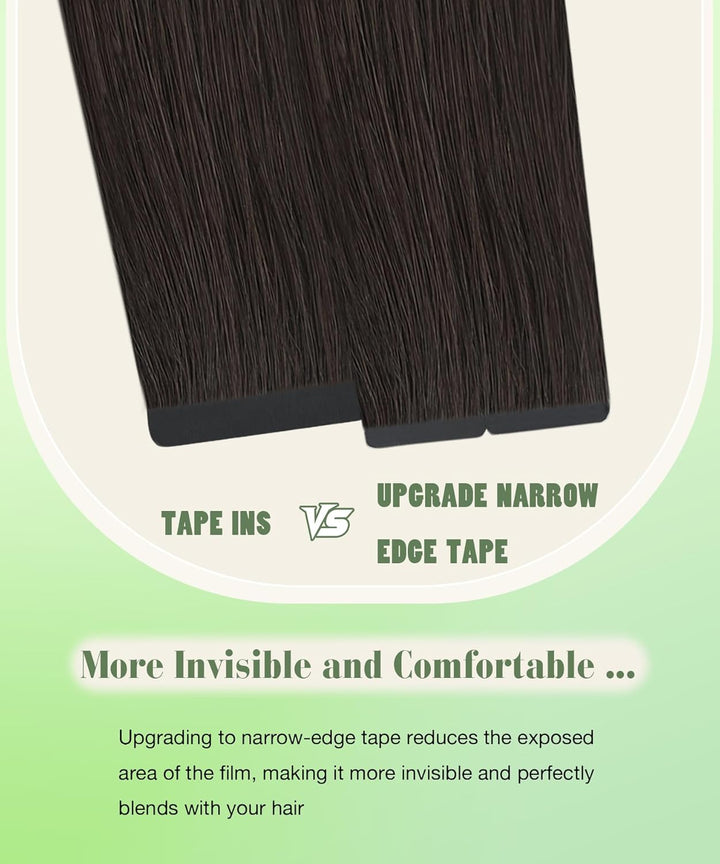 SURNEL Extensions Echthaar Tape in Braun 45cm Remy Band Extensions Echthaar Human Haar Glatt 50g Bra