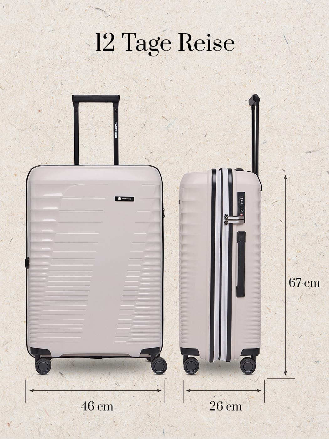 Eco Edition Mittelgrosser Hartschalen Koffer nachhaltig | Trolley 44 x 26 x 67 cm mit Dehnfalte von