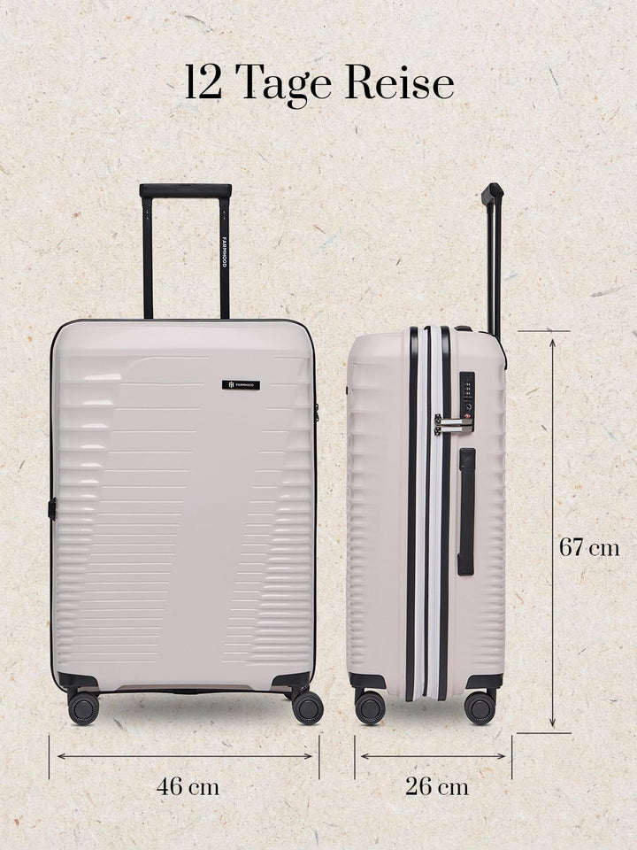 Eco Edition Mittelgrosser Hartschalen Koffer nachhaltig | Trolley 44 x 26 x 67 cm mit Dehnfalte von