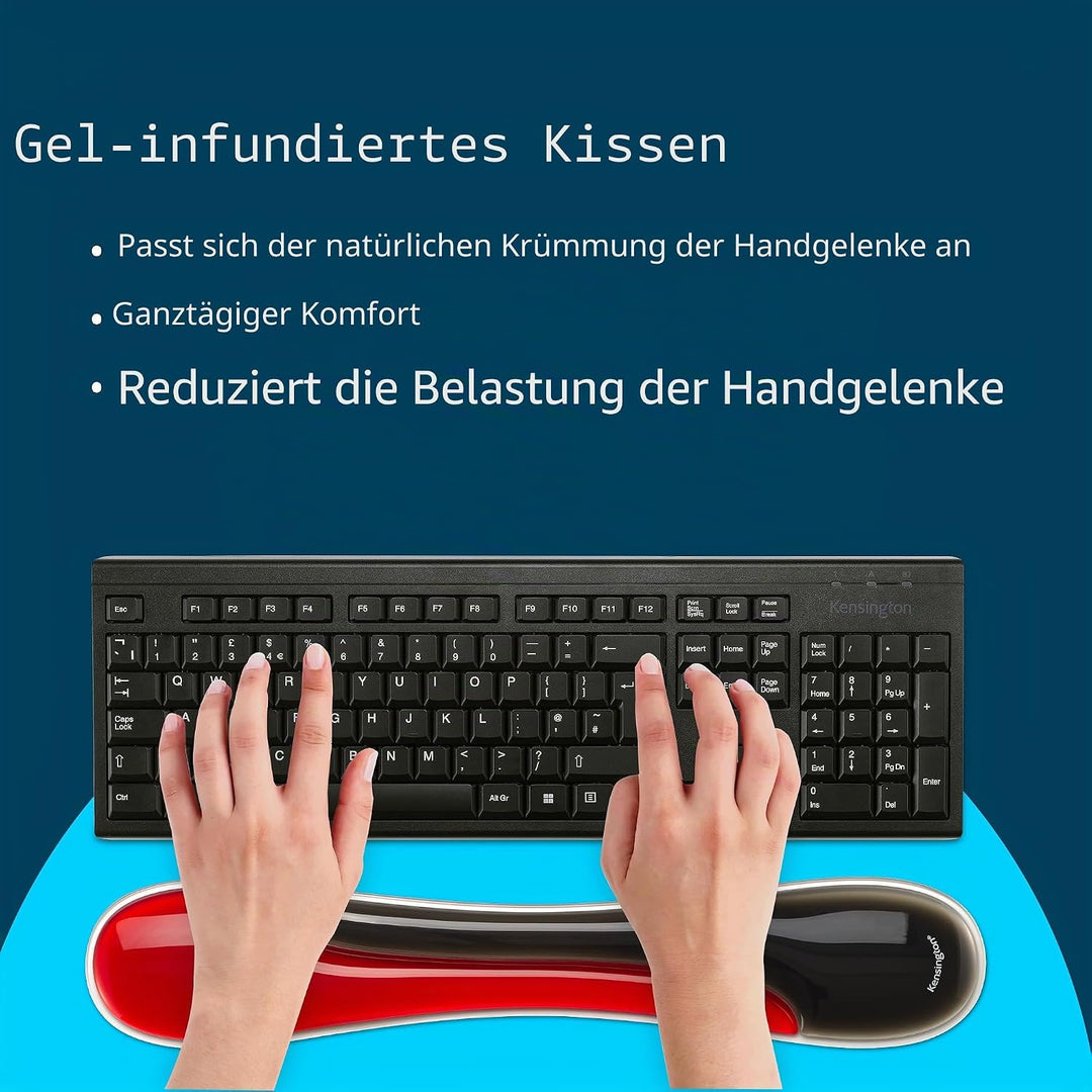Kensington Slim Duo Gel Tastatur-Handgelenkstütze, ergonomische Handgelenkstütze, geeignet für flach
