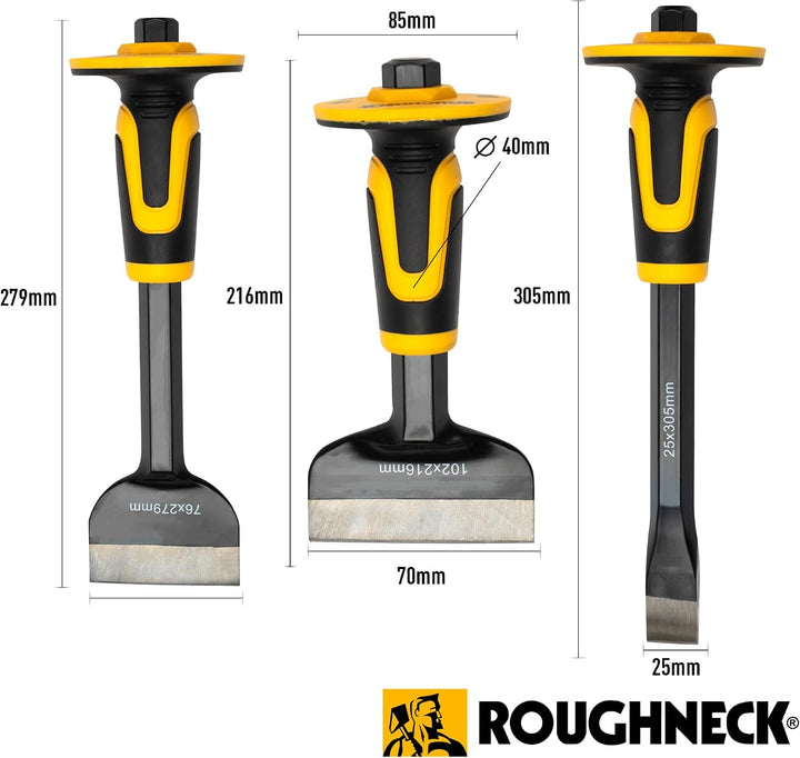 Roughneck ROU31993 Meissel- und Flachmeissel-Set, 3-teilig