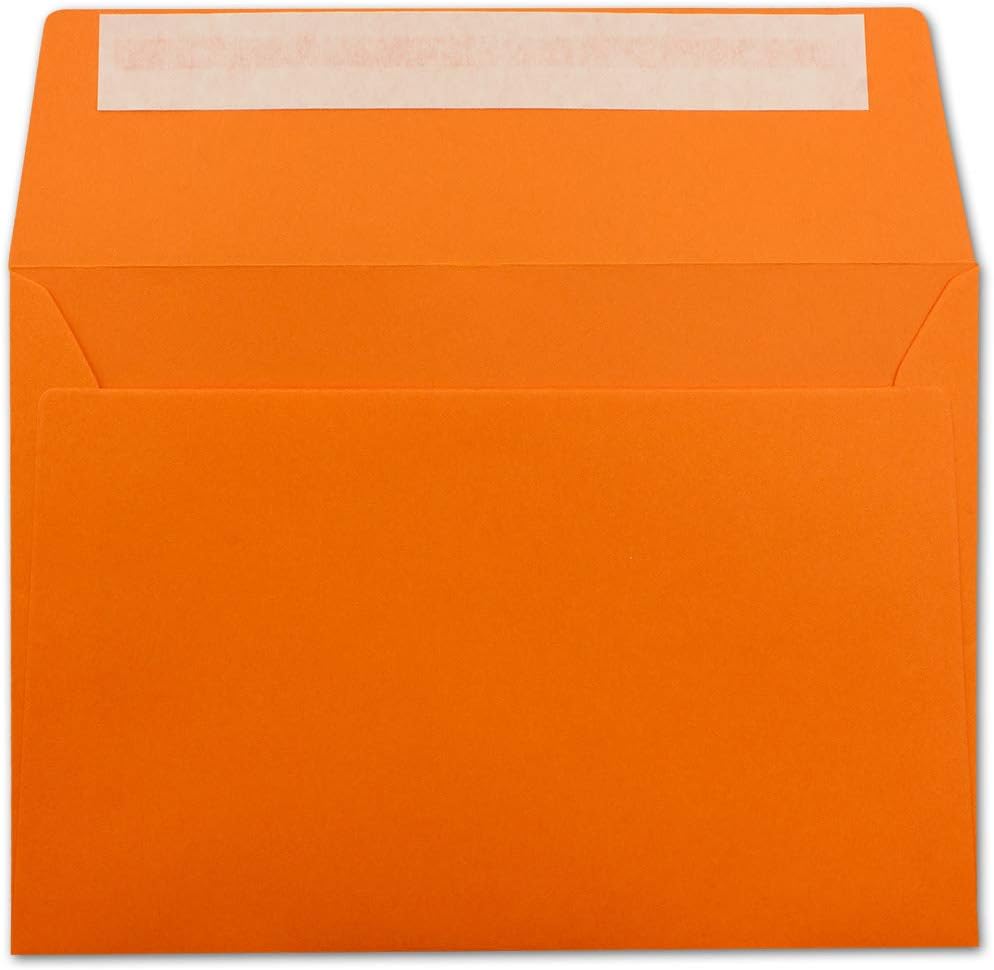 200x Briefumschläge Orange DIN C6 Format 11,4 x 16,2 cm - Haftklebung - Kuverts ohne Fenster - Weihn