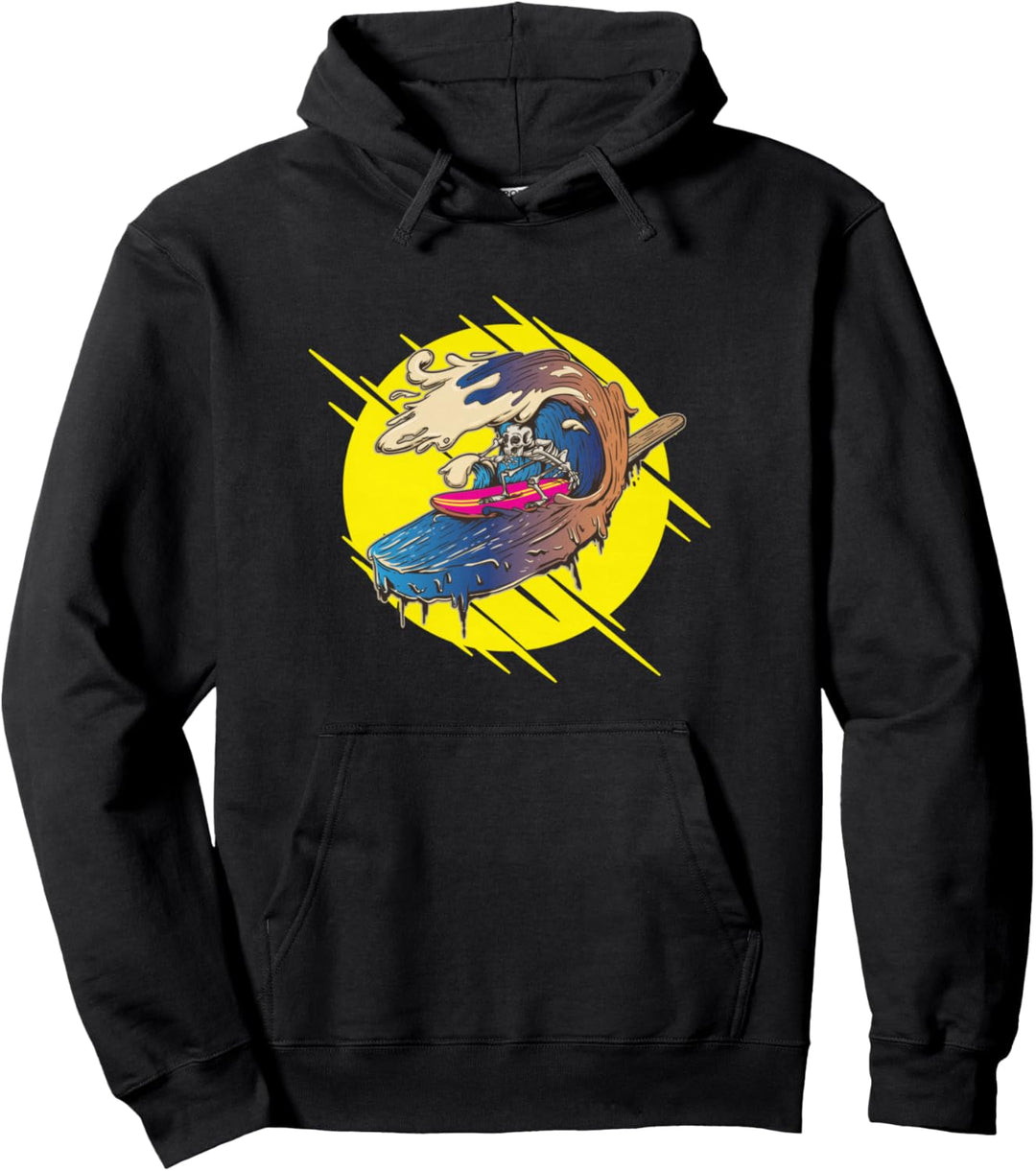 Skelett Surfer Eis am Stiel Pullover Hoodie