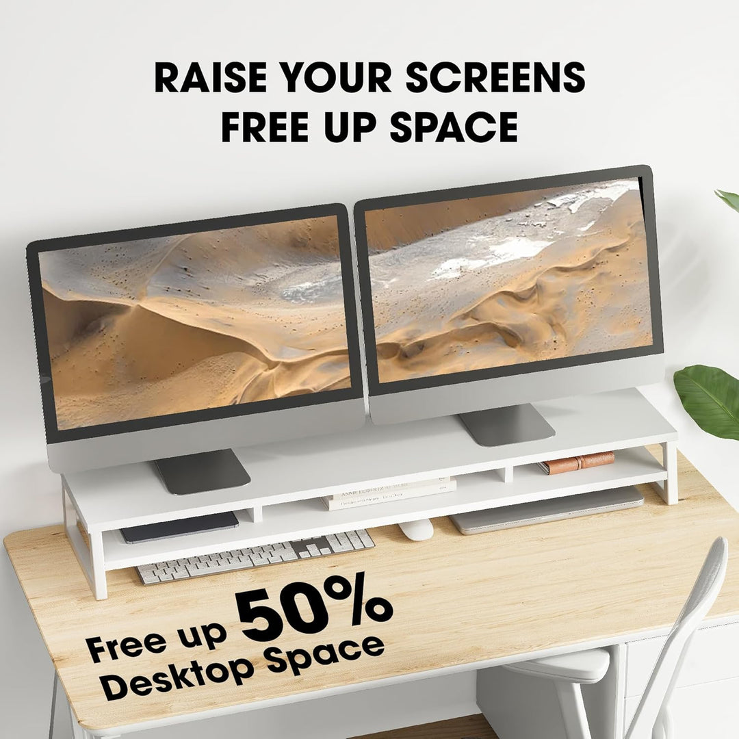 Fenge Dual Monitorständer Riser 108cm Grosse Computer Bildschirmständer für PC/Laptop/Fax/Drucker/TV