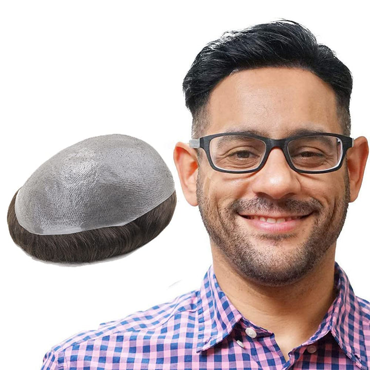 Lordhair Toupet Echthaar Männer,Perücke Männer,0,03 mm Dünne Leder Basis 20 * 25 CM Leichtes Haarers