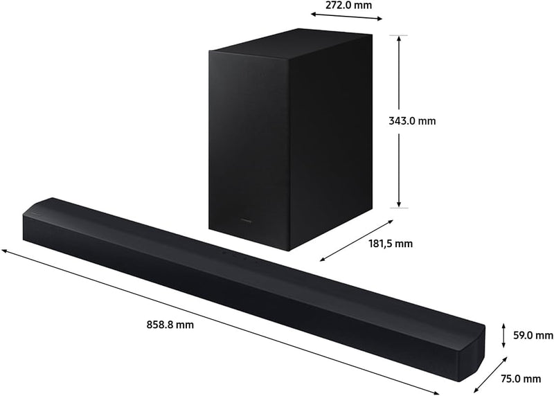 SAMSUNG Soundbar HW-C430/ZF – kabelloser Subwoofer, Dolby Digital 2.1, Spielmodus, Bluetooth 4.2 Pow