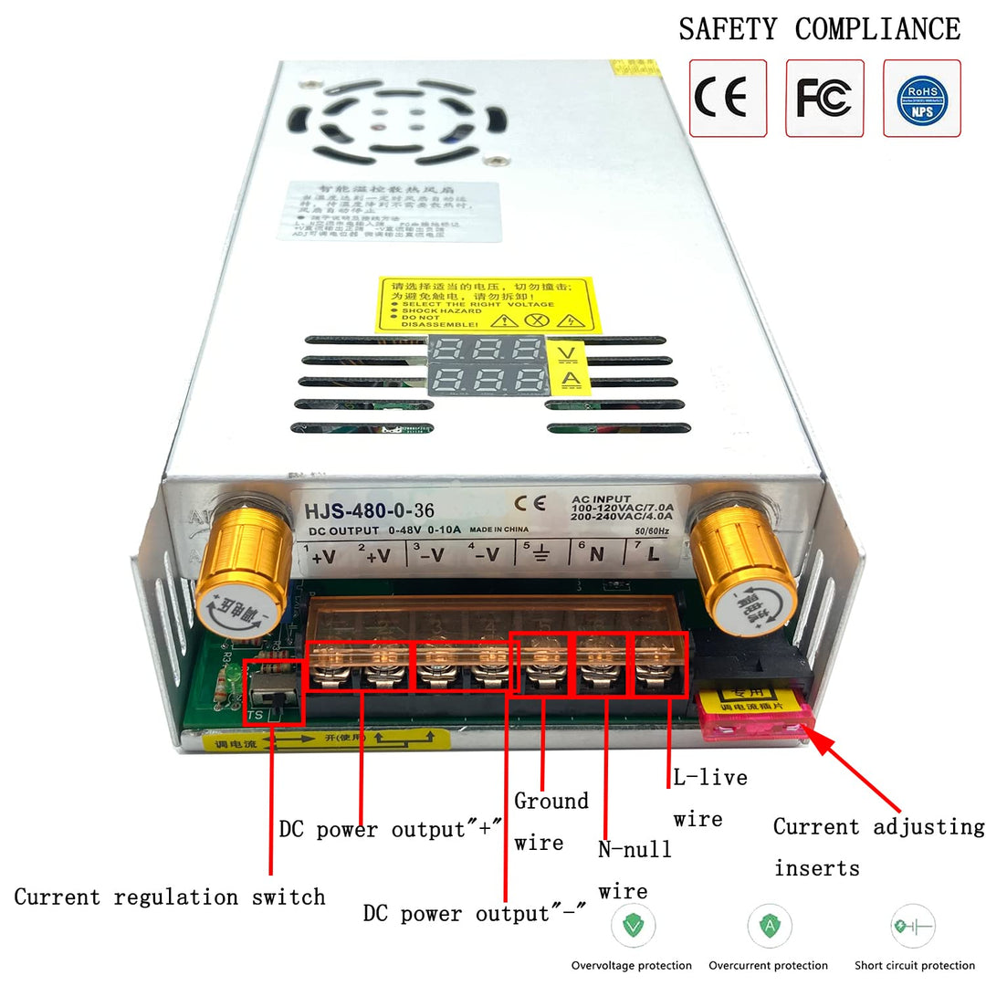 Lianshi Transformator AC-DC 0-36V 0-15A540W Spannung und Strom durchgängig einstellbar Doppelte Digi