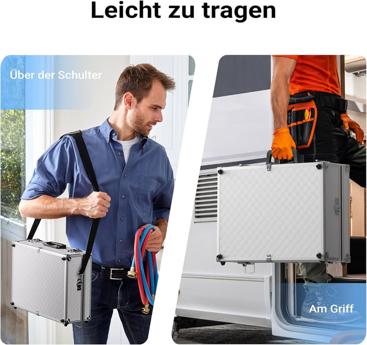 Wiltec Alu Universalkoffer 46x33x15,2 cm, Alubox abschliessbar für Aufbewahrung und Transport von We