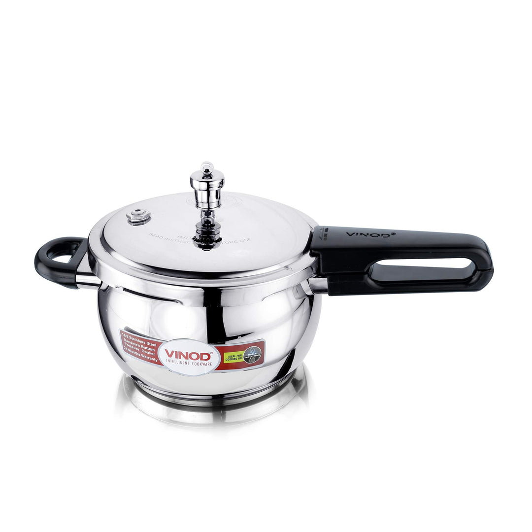 Vinod Pressure Cooker (2,64 Quart) Edelstahl Schnellkochtopf mit Glasdeckel, induktionsgeeignet hoch