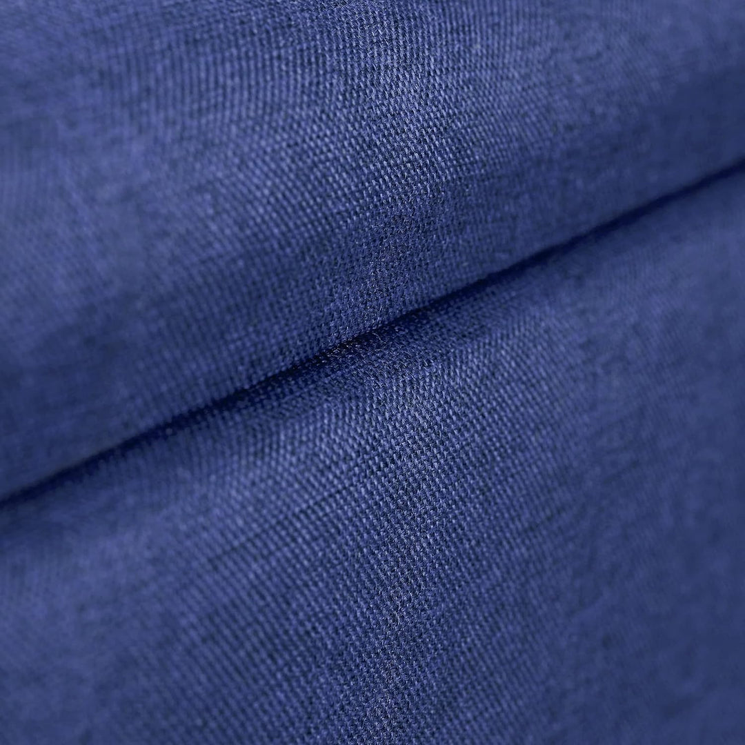 Relaxdays, blau Sitzbank mit Stauraum, gepolstert, Holzbeine, Truhenbank Stoffbezug, HxBxT: 39,5 x 7