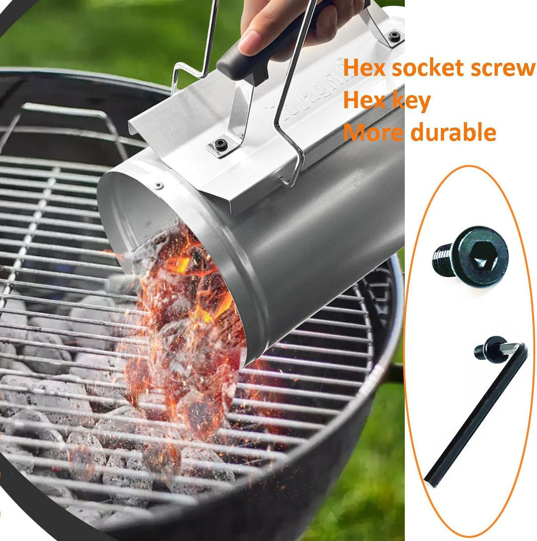 Anzündkamin, XL 19X30cm BBQ Grillanzünder Kamin, Verzinkter Stahl Anzündkamin mit Griff für Holzkohl