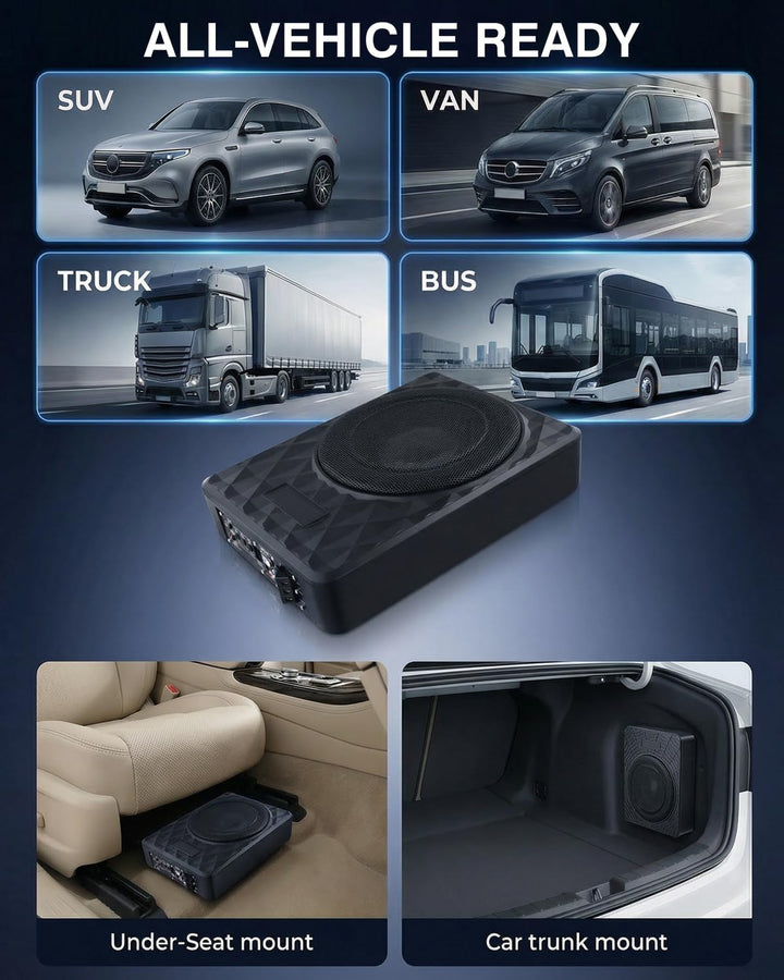 Aktivsubwoofer Geeignet für Auto/Truck, Ultraflacher Auto-Subwoofer, Mit Integriertem Verstärker, Un