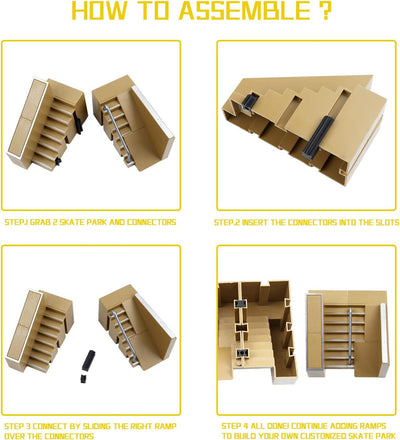 IOUGDSEC Skate Park Kit Fingerspielzeug Skate Park Kit Rampe Teile für Finger Skateboard Fingerboard