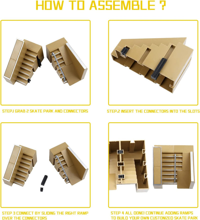 IOUGDSEC Skate Park Kit Fingerspielzeug Skate Park Kit Rampe Teile für Finger Skateboard Fingerboard