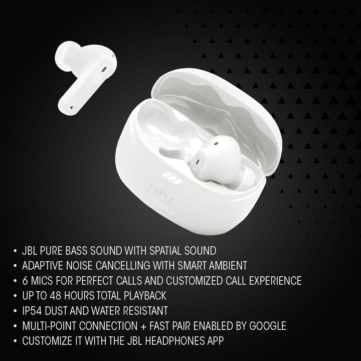 JBL Tune Beam 2, Kabellose Bluetooth-In-Ear-Kopfhörer mit Noise-Cancelling, 48 h Wiedergabezeit, IP5