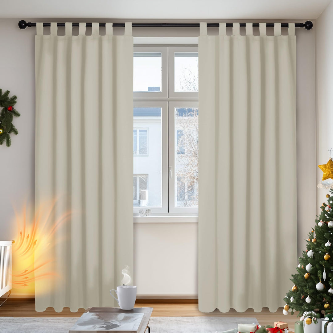 Deconovo Blickdichter Vorhang mit Schlaufen Verdunkelung Dicke Gardinen Wohnzimmer Thermogardinen ge