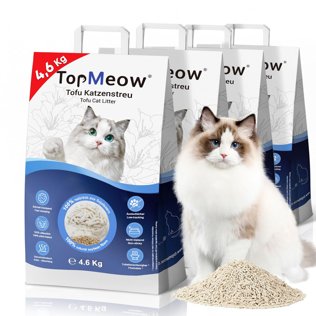 Tofu Katzenstreu 18,4 kg – klumpend, staubarm, pflanzliche Katzenstreu mit schneller Klumpenbildung,