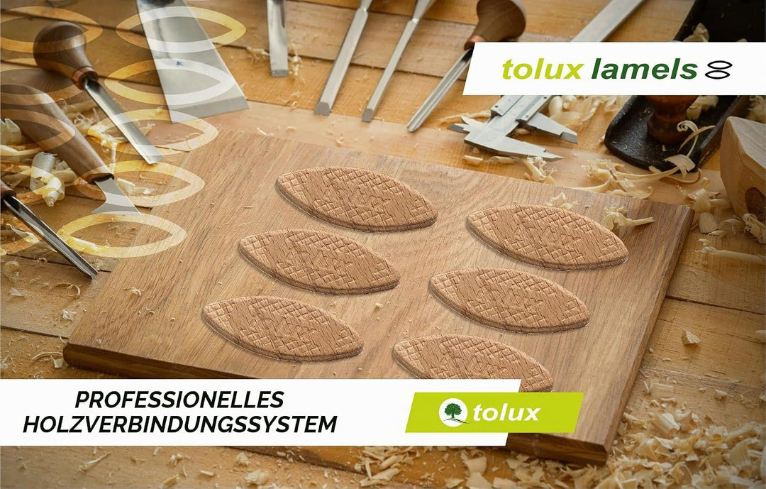 Tolux Flachdübel Grösse 20, Packung mit 1000 Stück, Lamello Dübel, Kompatibel mit Lamellofräse, Hoch
