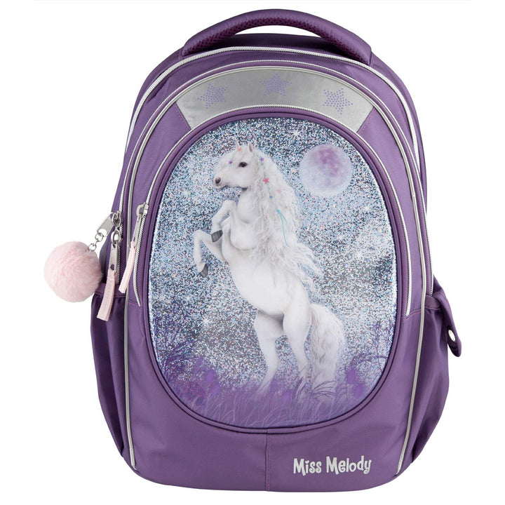 Depesche 10776 Miss Melody - Schulrucksack mit Pferde-Motiv, lila Schul-Ranzen, ca. 44 x 34 x 24 cm,