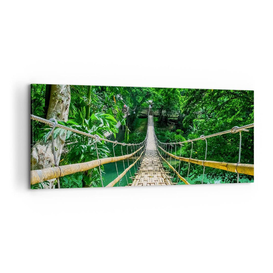 Panorama Bilder auf Leinwand 100x40cm Leinwandbild Gehweg Baum Holz Steg Gross Wanddeko Bild Schlafz