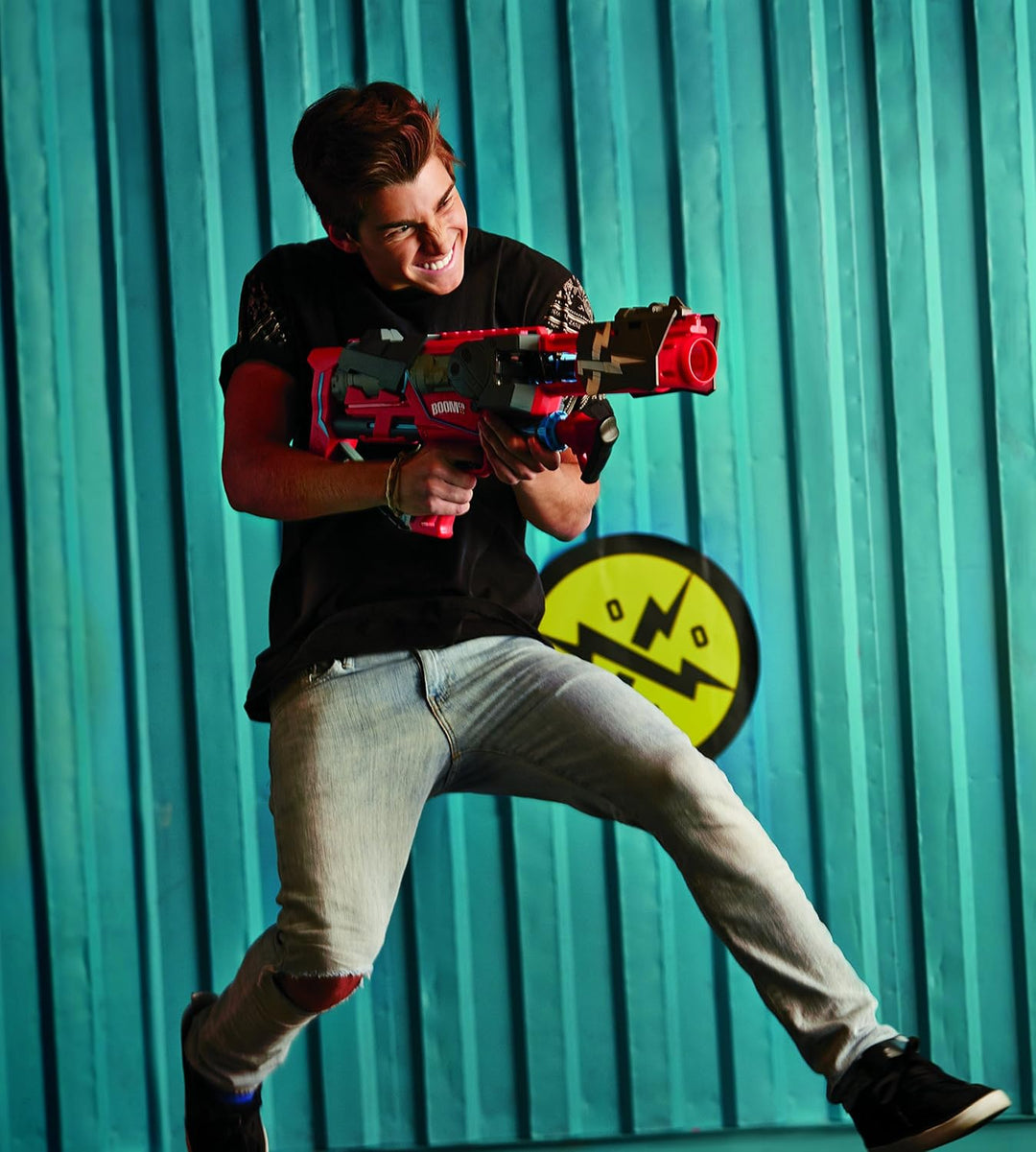 Mattel Y8618 - Boomco Rapid Madness, Blaster mit Druckluftantrieb und 20 Smart Stick-Pfeilen