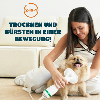 2-in-1 Blower Hundefön mit Selbstreinigender Bürste | Fön/Haartrockner und Bürste für Hund, Katze &