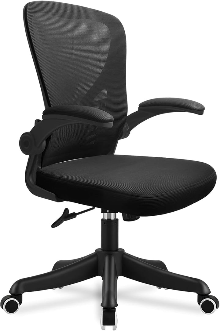 Bürostuhl Ergonomisch, Schreibtischstuhl mit Armlehnen, Drehbarer Sockel, 10cm Höhenverstellbarer Of