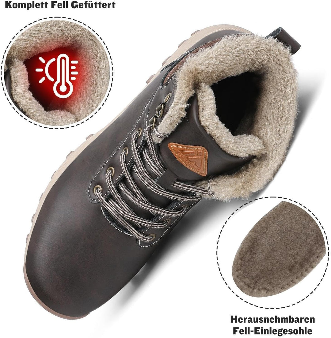Mishansha Warme Gefüttert Winterschuhe Herren Damen Wasserabweisend Winterstiefel Wanderschuhe Gr.36