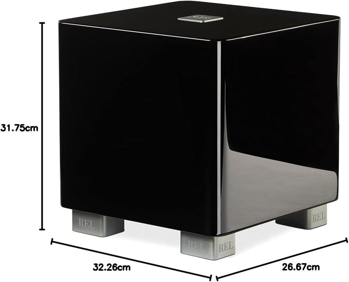 REL Acoustics T/5x Subwoofer, 20.3 cm Down-Firing Driver, Arrow Wireless Port, High Gloss Black