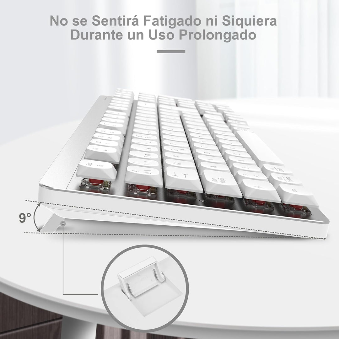 LeadsaiL FA98 Mechanische Tastatur mit niedrigem Profil, kabellose Tastatur und Maus mit rotem Switc