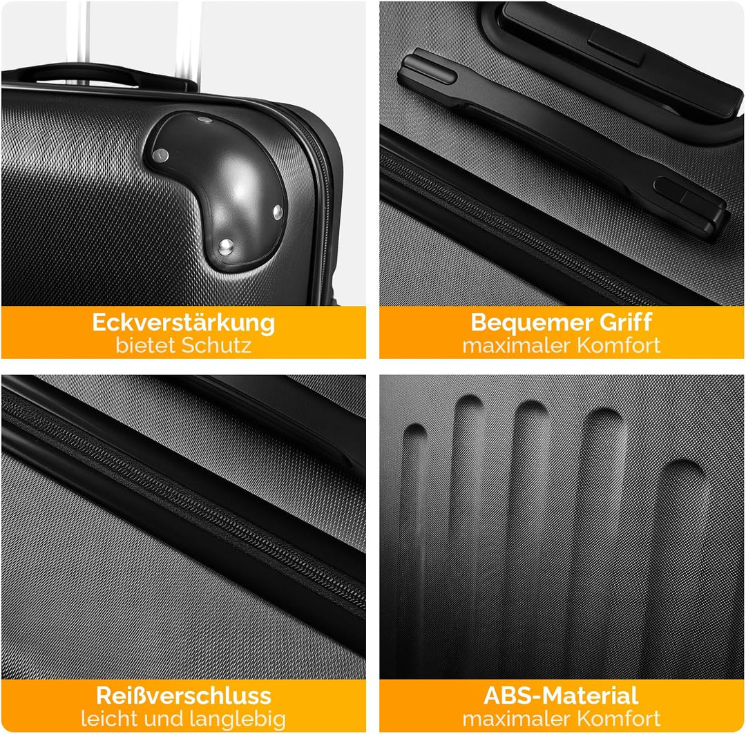 Bonnlo Kofferset 3 Teilig, Hartschale Koffer Set, Reisekoffer mit 4 Rollen, ABS-Trolley M-L-XL, mit