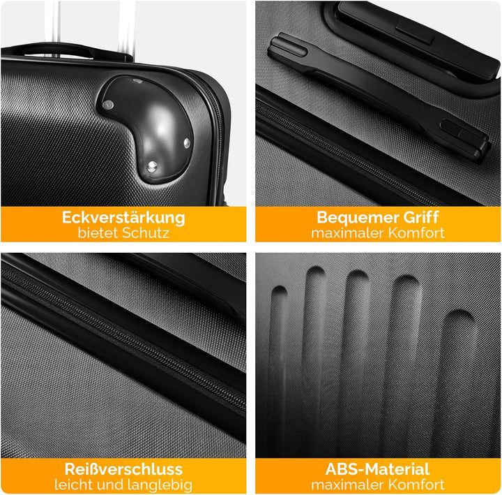 Bonnlo Kofferset 3 Teilig, Hartschale Koffer Set, Reisekoffer mit 4 Rollen, ABS-Trolley M-L-XL, mit