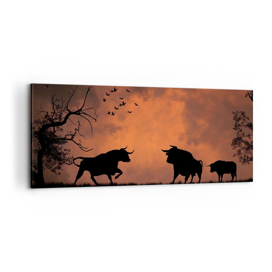 Panorama Bilder auf Leinwand 100x40cm Leinwandbild Tier wütend Stier Gross Wanddeko Bild Schlafzimme