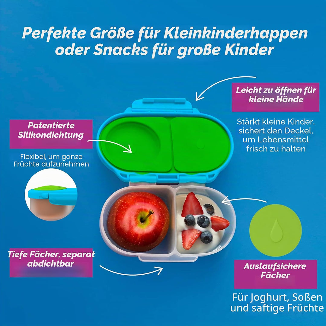 b.box 2er-Pack Bento-Snackbox | Auslaufsicherer Lebensmittelbehälter mit zwei Fächern und Deckel | I
