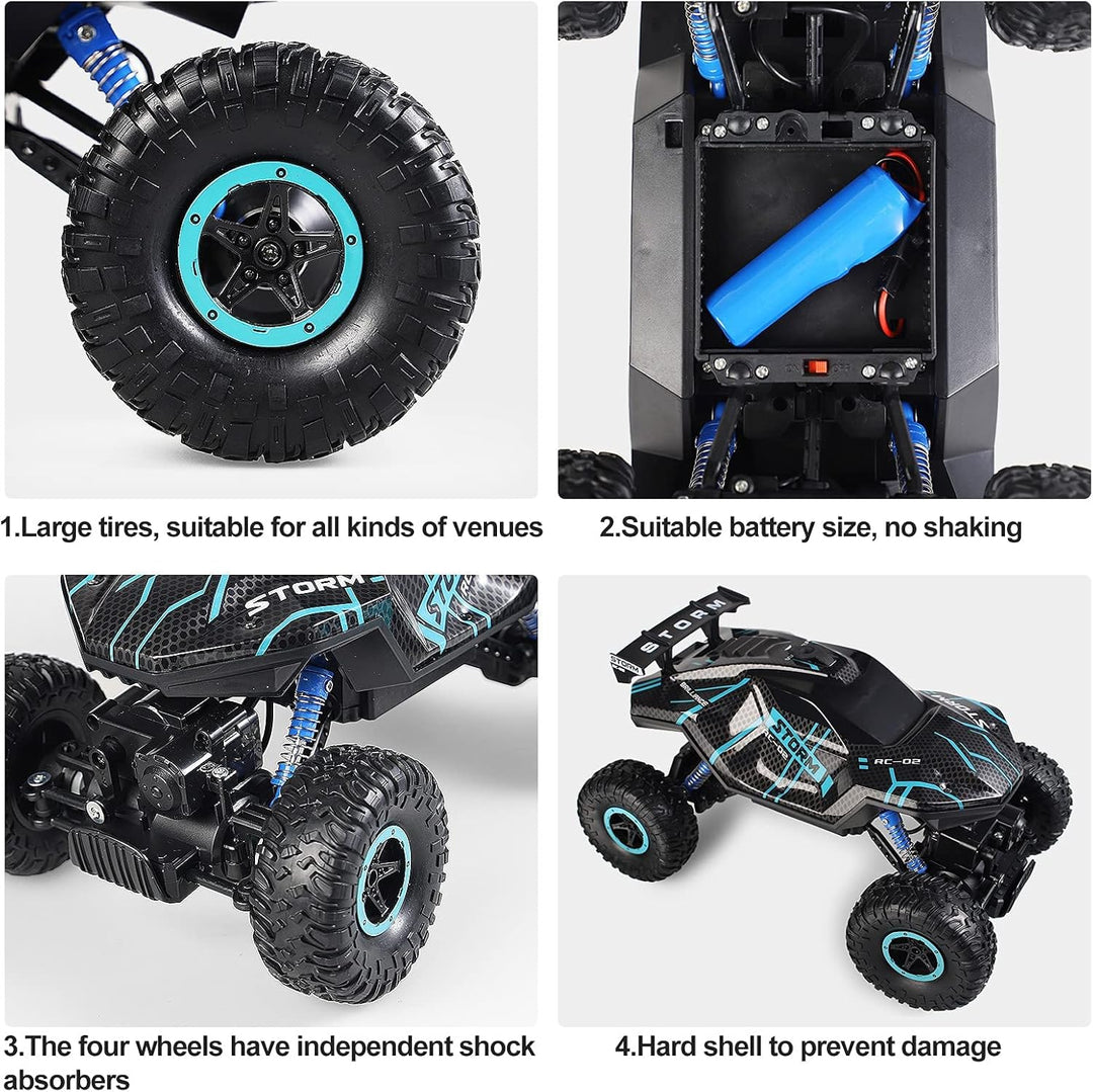 Herefun Ferngesteuertes Auto, 2.4GHz RC Auto für Kinder mit LED Licht und Spray, 4WD Wiederaufladbar