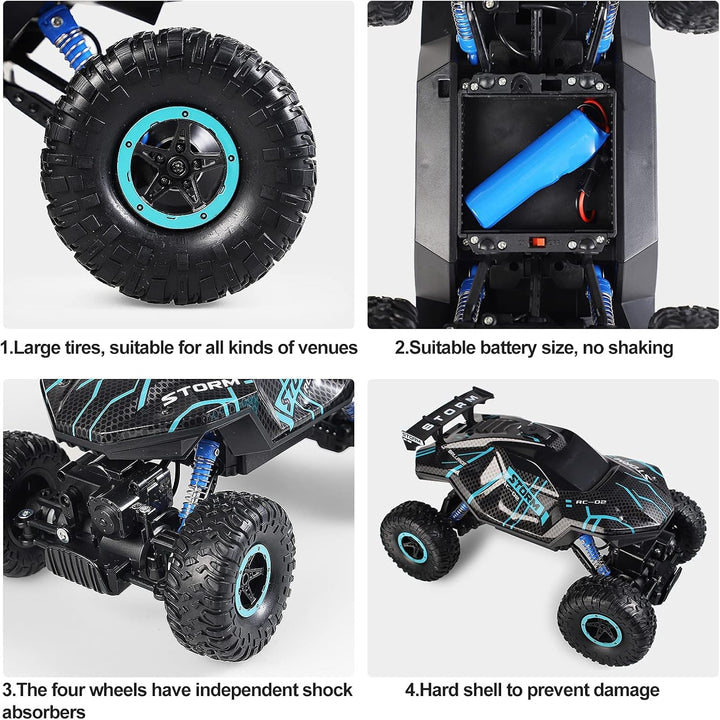 Herefun Ferngesteuertes Auto, 2.4GHz RC Auto für Kinder mit LED Licht und Spray, 4WD Wiederaufladbar