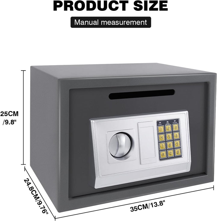 16L Tresor mit 2 Schlüssel und Elektronikschloss Wandtresor Elektronischer Safe Eisenstahl Safe Schr