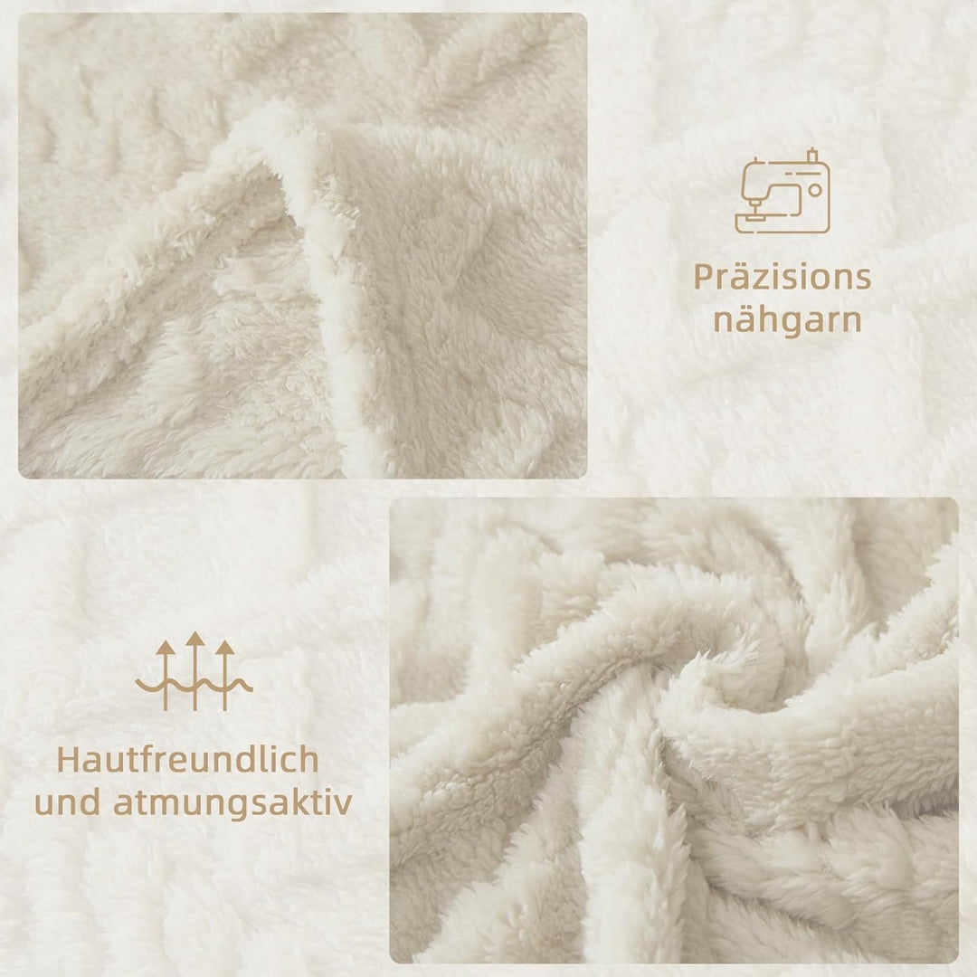 WONGS BEDDING Kuscheldecke 150x200 Wohndecke Lammdecke Flauschige Weiche Sofadecke Fleecedecke Couch