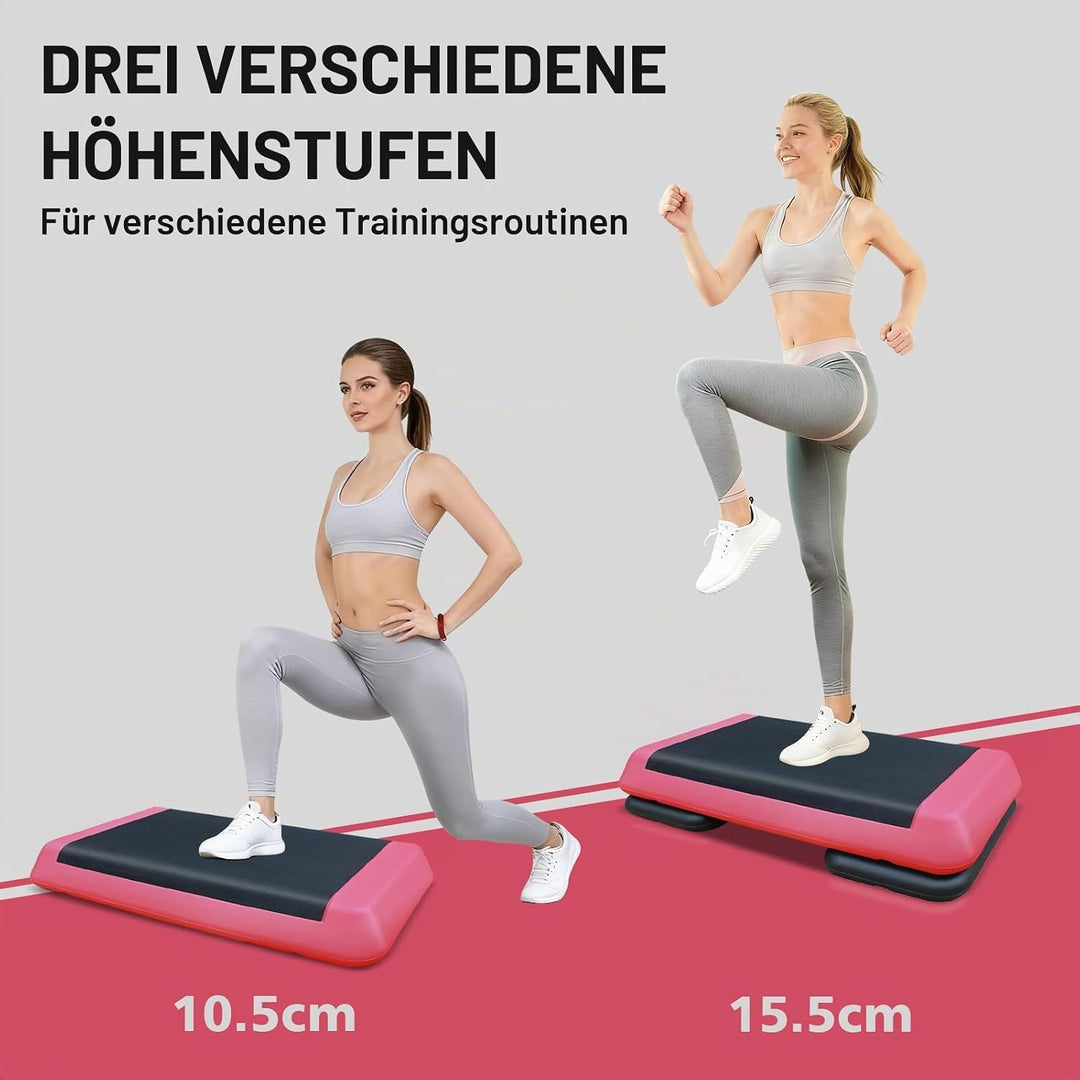 Aerobic Stepper für Fitness und Training, 76x35cm Steppbrett Höhenverstellbar, Step-Plattform-Traine