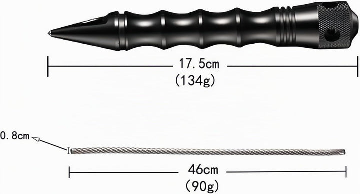 Survival Gross ++ Kubotan mit Whip | Selbstverteidigung | Fensterbrecher Punch mit PU-Leder Aufbewah