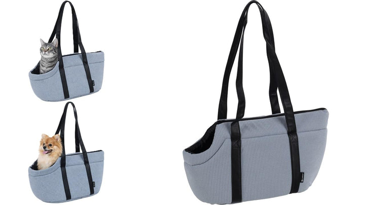 Hundetasche - Tragetasche Aaliyah Blau – 46x23x25cm – Polyester mit Schaumfüllung – Abnehmbares Kiss