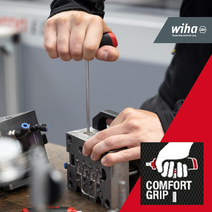 Wiha Stiftschlüssel Set mit Quergriff 6-tlg. I ComfortGrip Sechskant mit Seitenabtrieb I Satz 2,5 -