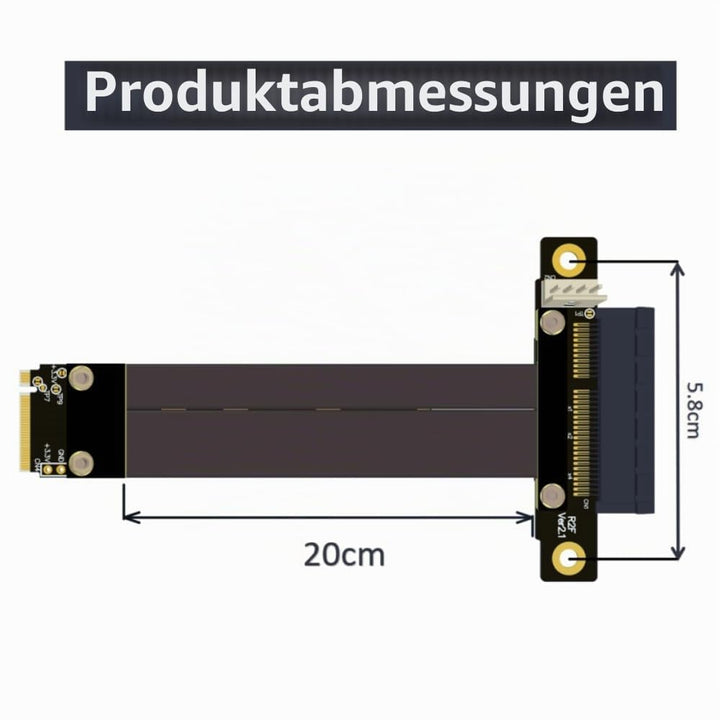 M.2 NGFF NVMe M Key to PCIE 3.0 4X Extension Cable Extender Riser Cable, Black, Straight to Straight