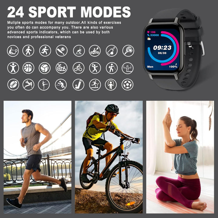 SUPBRO Smartwatch 1.85" Armbanduhr mit personalisiertem Bildschirm Bluetooth Anruf Musiksteuerung, H