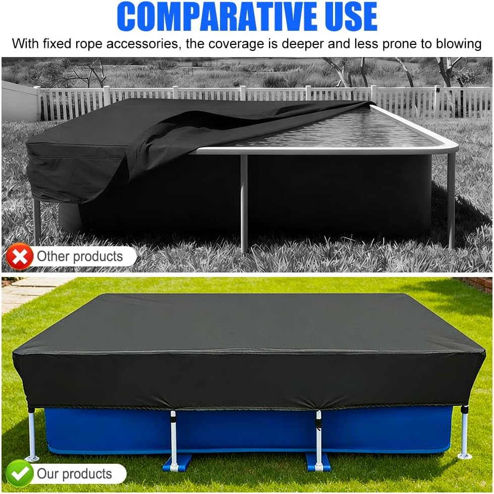 Poolabdeckung Rectangular 225 * 150 * 30cm,Sommer & Winter Poolplane,Schützt Staub, Laub, Wind und S