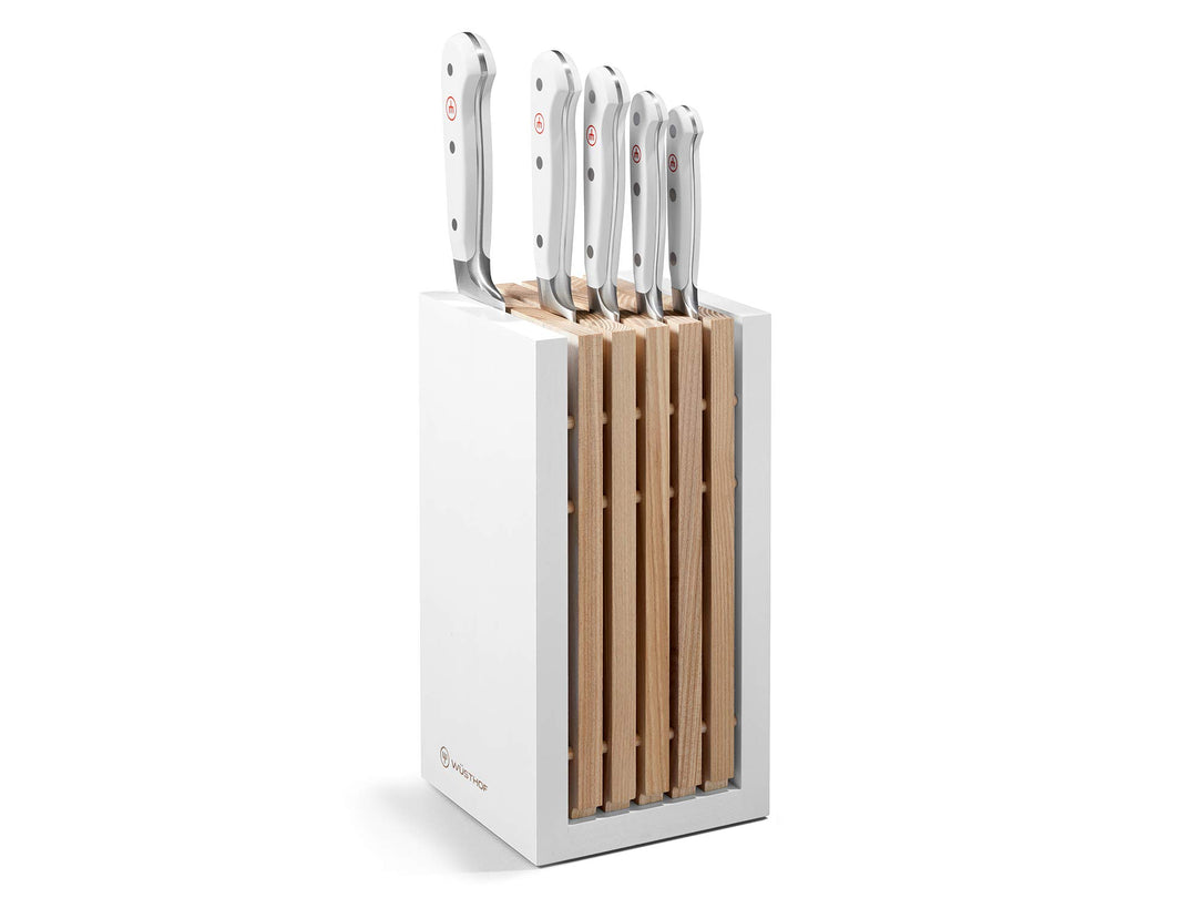 WÜSTHOF Classic White Messerblock mit 5 Artikeln 5-teilig, inkl. Brotmesser