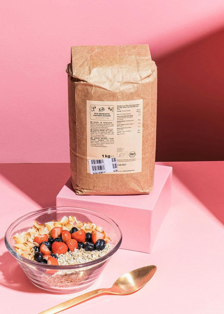KoRo - Gekeimte Bio Feinblatt Haferflocken 1 kg - Glutenfrei - Vorteilspackung - Ideal für Porridge